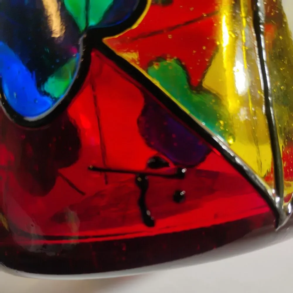 Vintage Vidrio  Stained Glass Lidded Jar, 8